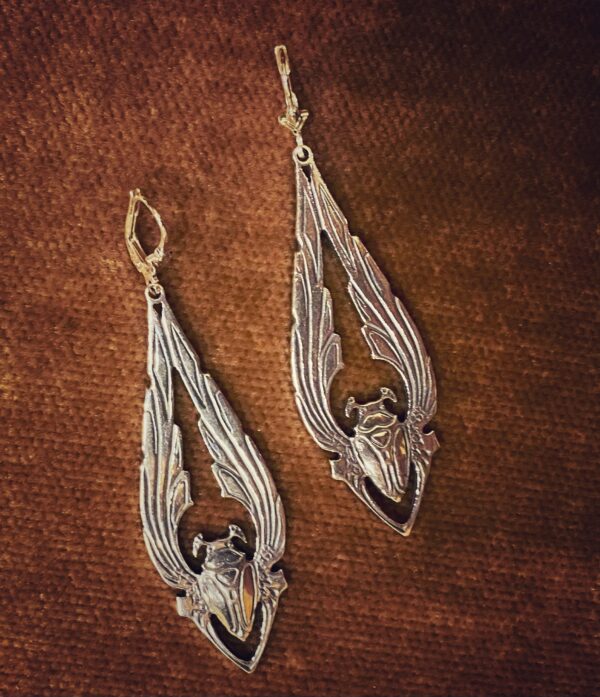 Art Nouveau Pendicular Silver earrings