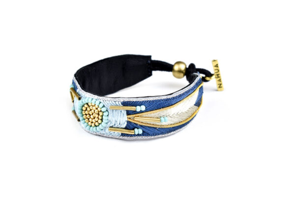 armband leer blauw