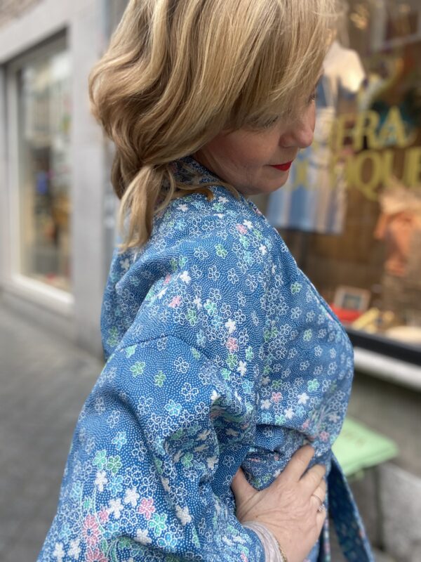 korte kimono blauw