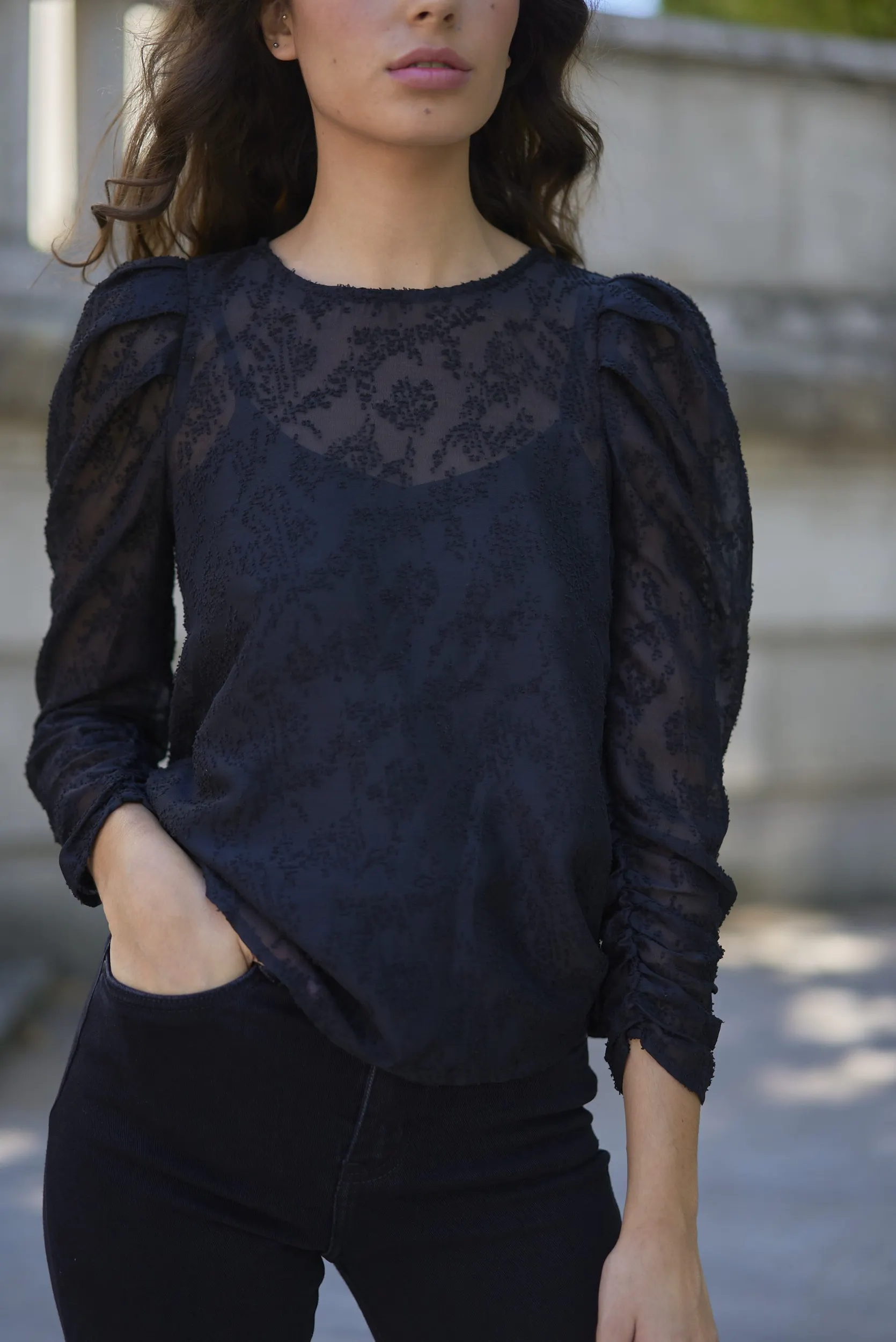 kanten blouse zwart