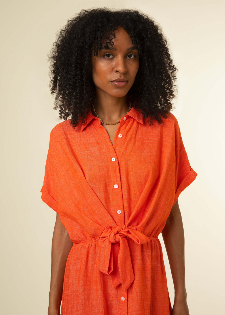 linnen jurk oranje