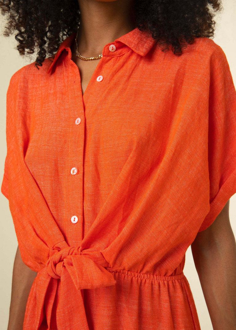 oranje jurk linnen